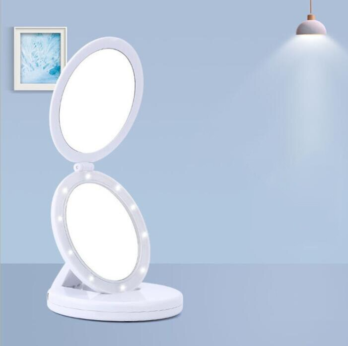 Miroir de maquillage éclairé pliable