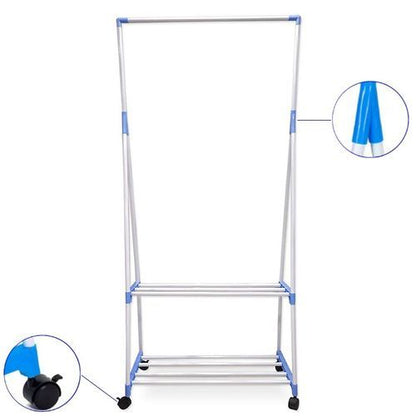 Porte-vêtements triple amovible multifonctionnel avec roues autoportant
