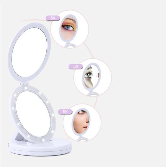 Miroir de maquillage éclairé pliable