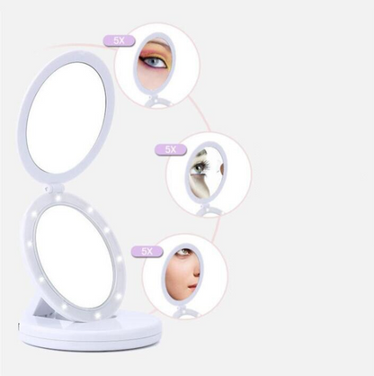 Miroir de maquillage éclairé pliable