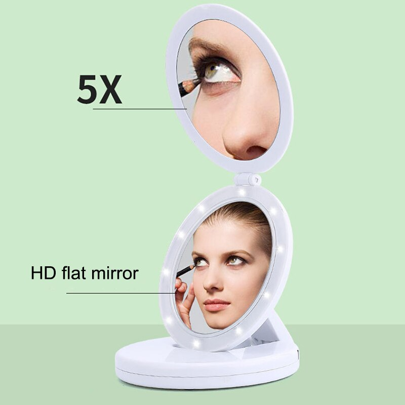 Miroir de maquillage éclairé pliable