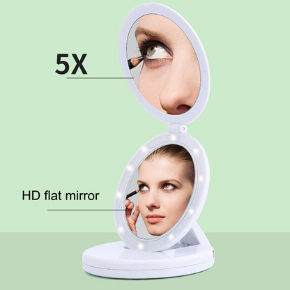 Miroir de maquillage éclairé pliable