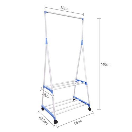 Porte-vêtements triple amovible multifonctionnel avec roues autoportant